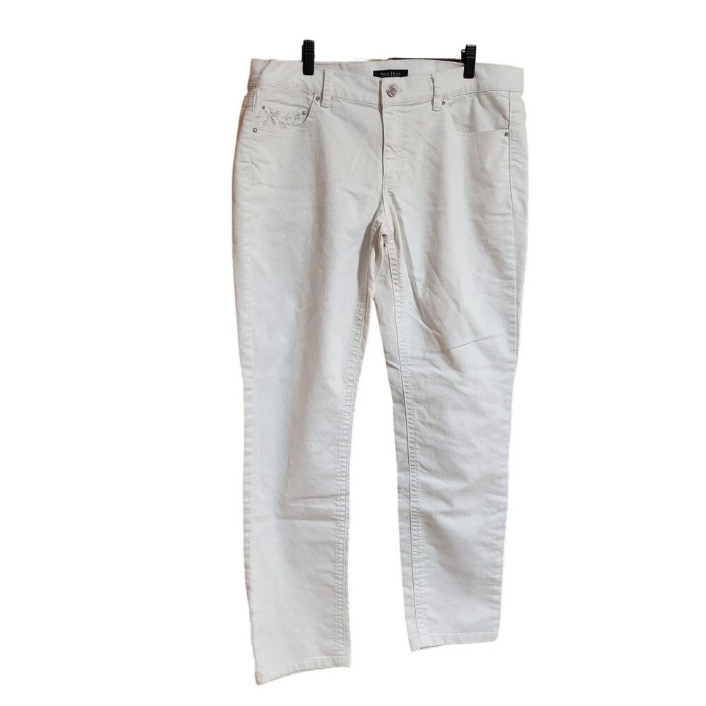 WHBM Noir Slim Leg White Jeans Womens size 14R